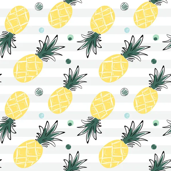 Ananaslı kusursuz desen. Tropikal arka planlar çizmek. Çizim, çizgi çizim biçimi. 