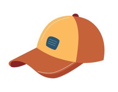 Sıradan yaz tasarımı, seyahat grafikleri, tatil kıyafetleri ve moda aksesuarları için beysbol şapkasının düz çizimi