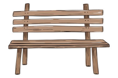 Pastel renklerde el çizimi bank. İşaretleyici desenli basit bir çizim stili. Açık hava illüstrasyonu dinleniyor.