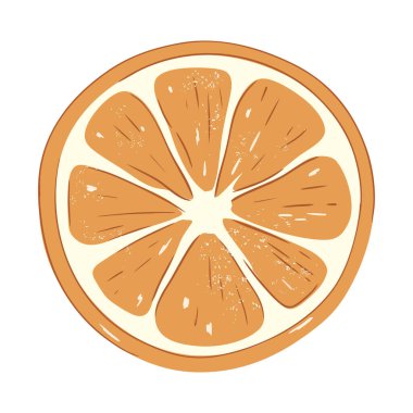 Portakal dilimi çizimi. Tatil içecekleri, dekor, kartlar ve mevsimlik tasarım için el yapımı narenciye.