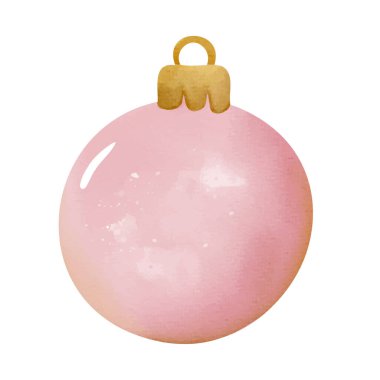 Suluboya pembe noel mücevheri. Bayram ağacı süslemesi için el boyaması hassas elementler..