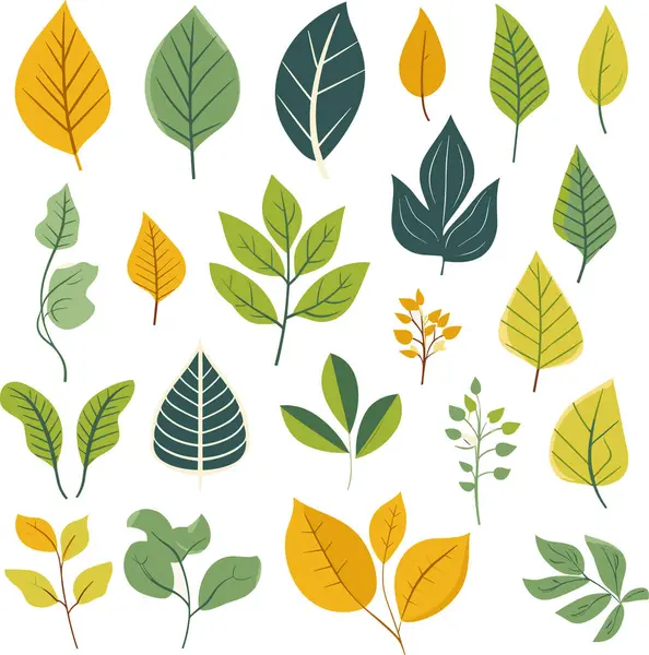 Beyaz arkaplanda yaprak tasarımı ögeleri