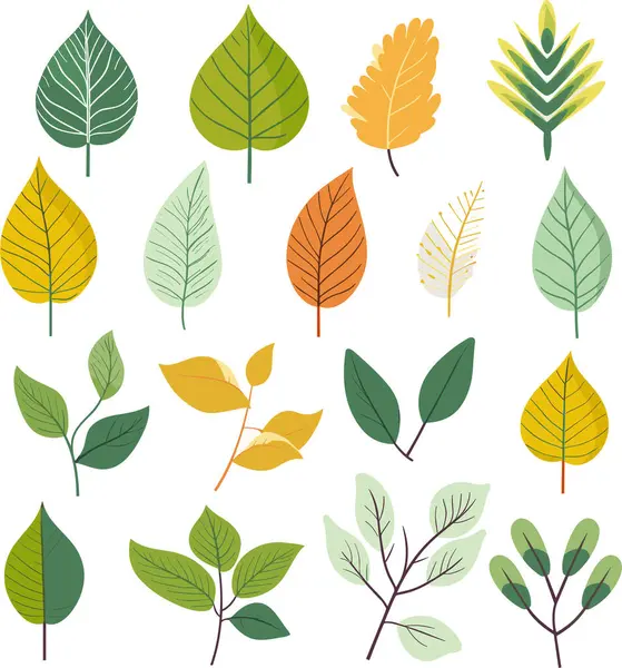 Beyaz arkaplanda yaprak tasarımı ögeleri