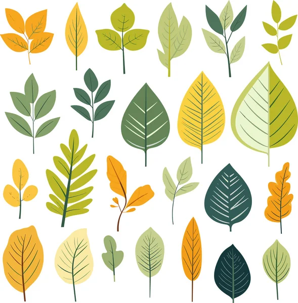 Beyaz arkaplanda yaprak tasarımı ögeleri