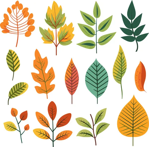 Beyaz arkaplanda yaprak tasarımı ögeleri