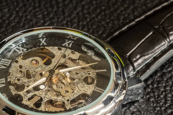 Photo Skeleton Watches Mechanical Watches Which All Mechanisms Visible — Stock Photo, Image