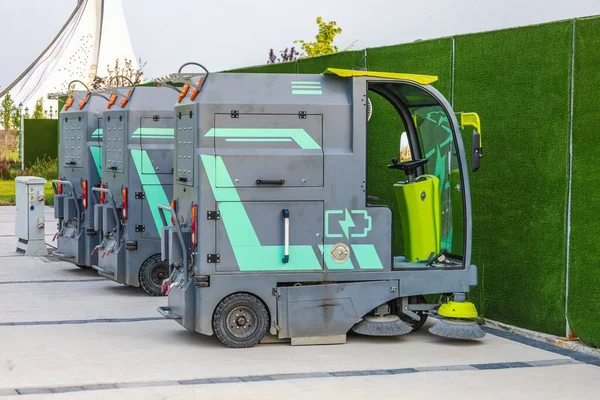 Machine (vehicle) for industrial cleaning of garbage and dirt on roads and streets.