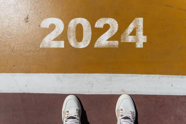 Der Beginn Des Jahres 2024 Ist Auf Einer Bunten Straße — Stockfoto