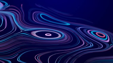 Hareket eden çizgilerin soyut arkaplanı. Bilgi uzay şeridi. Büyük veri görselleştirmesi. 3d