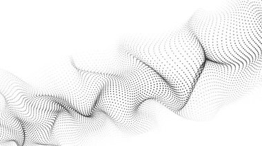 Beyaz arkaplandaki siyah noktaların gelecekçi dalgası. vektör illüstrasyonu.