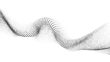 Beyaz arkaplandaki siyah noktaların gelecekçi dalgası. vektör illüstrasyonu.