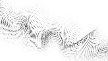 Beyaz arkaplandaki siyah noktaların gelecekçi dalgası. vektör illüstrasyonu.