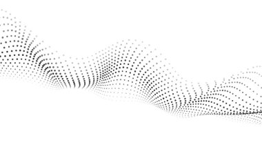 Beyaz arkaplandaki siyah noktaların gelecekçi dalgası. vektör illüstrasyonu.