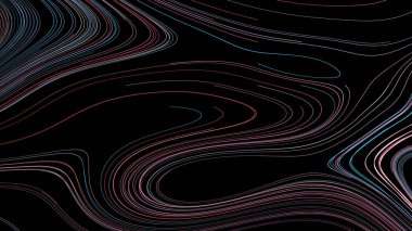 Hareket eden çizgilerin soyut arkaplanı. Bilgi uzay şeridi. Büyük veri görselleştirmesi. 3d