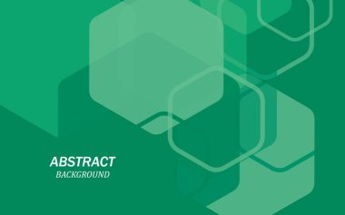 Farklı boyutlarda ve şeffaflıkta kare şekillerin soyut yeşil arkaplanı. Geometrik şekiller. vektör illüstrasyonu.