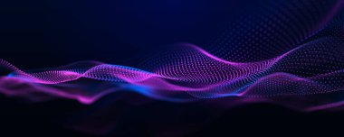 Müzikal parçacıkların gelecekteki dalgası. Çalışan veri akışı. Üç Boyut