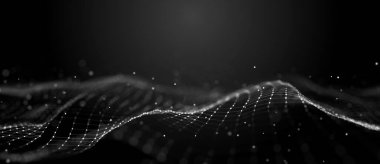 Ağ bağlantı yapısının modern tasarımı. Birbirine karışan nokta ve çizgilerle soyut bir arkaplan. Üç Boyut.