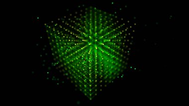 Bilgi depolama hücreleri. Noktalar ve çizgilerle soyut bir arkaplan. Ağ bağlantısı yapısı. Büyük veri dijital arkaplanı. Üç Boyut.