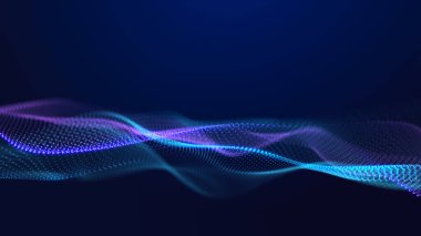 Müzikal parçacıkların gelecekteki dalgası. Çalışan veri akışı. Üç Boyut