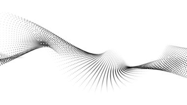 Beyaz arkaplandaki siyah noktaların gelecekçi dalgası. vektör illüstrasyonu.