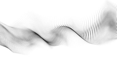 Beyaz arkaplandaki siyah noktaların gelecekçi dalgası. vektör illüstrasyonu.