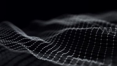 Ağ bağlantı yapısının modern tasarımı. Birbirine karışan nokta ve çizgilerle soyut bir arkaplan. Üç Boyut.