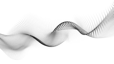 Beyaz arkaplandaki siyah noktaların gelecekçi dalgası. vektör illüstrasyonu.