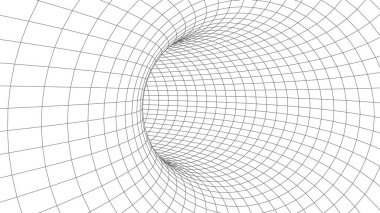 Bir tünelin grafiksel illüzyonu. Hunideki ya da ağdaki delikler. Soyut 3D kablo solucan deliği.