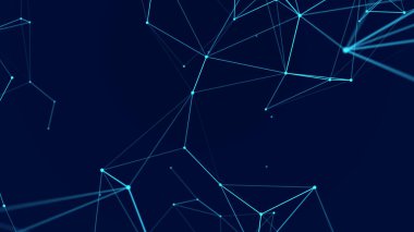 Ağ bağlantı yapısının modern tasarımı. Birbirine karışan nokta ve çizgilerle soyut bir arkaplan. Üç Boyut.
