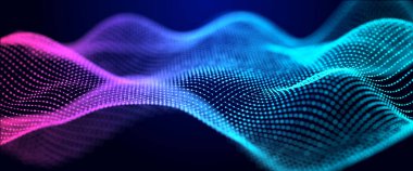 Müzikal parçacıkların gelecekteki dalgası. Çalışan veri akışı. Üç Boyut