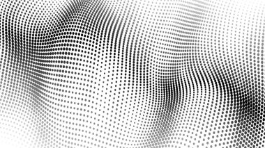 Beyaz arkaplandaki siyah noktaların gelecekçi dalgası. vektör illüstrasyonu.