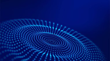 Birbirine bağlı çizgiler ve noktalarla soyut vektör dalgası. Dijital teknolojiler - büyük veriler.