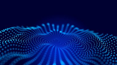 Birbirine dolanmış çizgileri ve noktaları olan soyut bir ağ. Dijital teknolojiler - büyük veri araştırması.