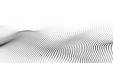 Beyaz arkaplandaki siyah noktaların gelecekçi dalgası. vektör illüstrasyonu.