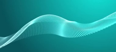 Hareketli parçacıkların olduğu gelecekteki noktalar dalgası. Soyut teknoloji geçmişi. Büyük verilerin 3 boyutlu görüntülenmesi. 3B görüntüleme.