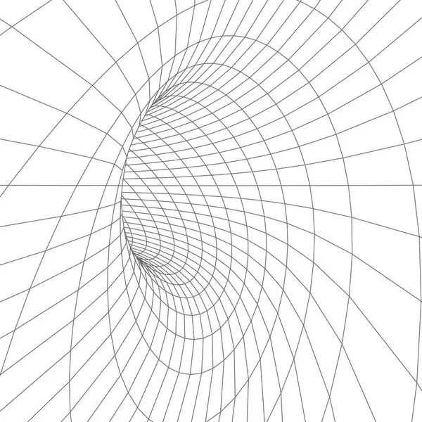 Bir tünelin grafiksel illüzyonu. Hunideki ya da ağdaki delikler. Soyut 3D kablo solucan deliği.