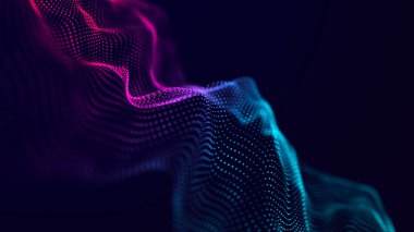 Müzikal parçacıkların gelecekteki dalgası. Çalışan veri akışı. Üç Boyut