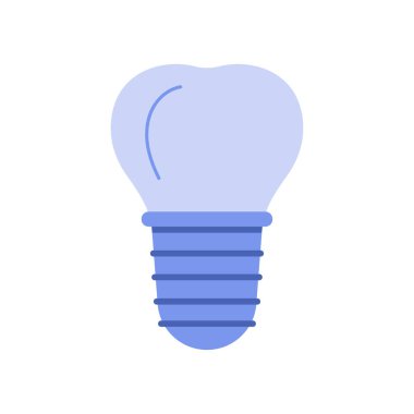 Diş implantı, mavi basit yapay diş modeli, vida ve taç vektör çizimi.