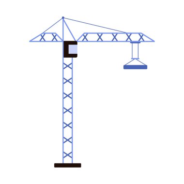 Ev yapımı vektör illüstrasyonu için malzeme nakli için kancalı bir vinç.
