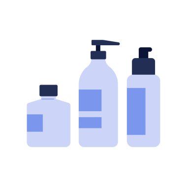 Kozmetik ürünleri seti, plastik paketler ve cam kavanozlar vektör illüstrasyonu