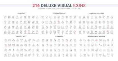 İş ve serbest meslek, liste satırları simgeli not defteri. Şirket yapısı ve işgücü, eğitim ve dil öğrenme ince siyah ve kırmızı özet sembolleri vektör ilülasyonu