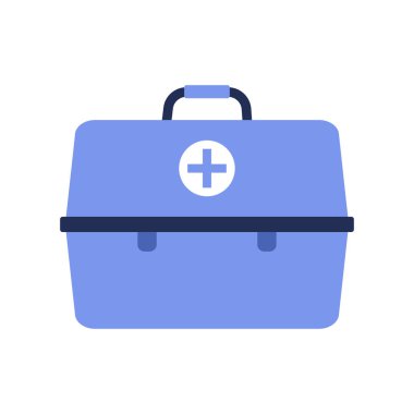 İlk yardım çantası, ambulans acil durum kutusu, tıbbi yardım çantası vektör çizimi.