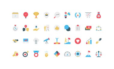 İş motivasyonu, yetenek uzmanı, profesyonel yetenek yarışması, hırslı renkli ikon setinin fırsat ödülü. Lider kariyer merdiveni, stratejik başarı planı düz vektör çizimi