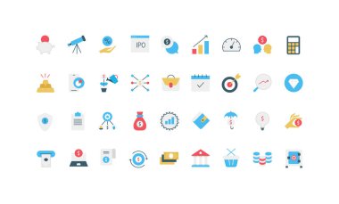 Mali gelir, mobil uygulama ve banka mevduat hesapları, marj ve komisyon, nakit akışı renk ikonu seti. Para ve sermaye büyümesi fikri, tasarruf koruma kalkanı düz vektör çizimi