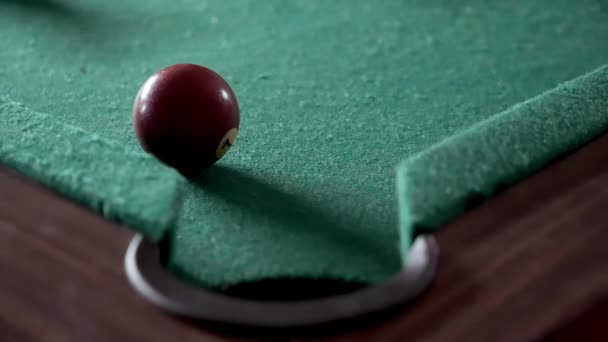 Slow Motion Video White Pool Ball Hitting Red Ball Pool — Stock Video