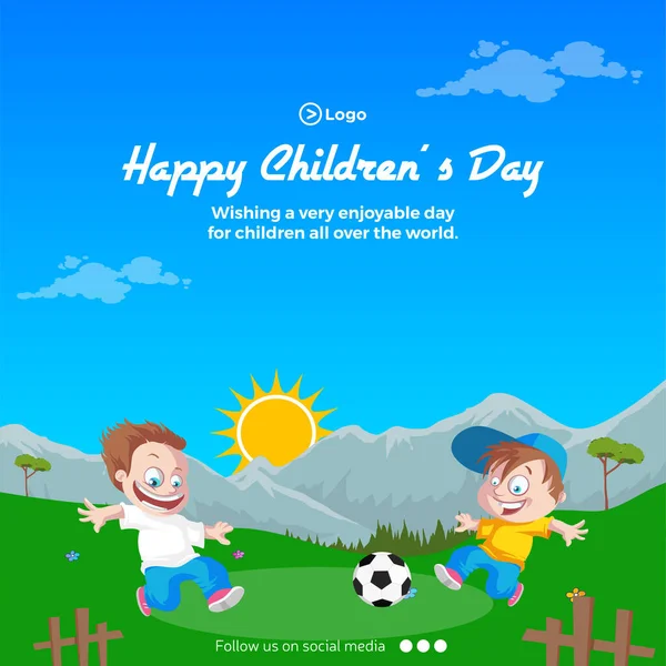 Güzel Mutlu Çocuk Günü Afişi Tasarım Şablonu — Stok Vektör