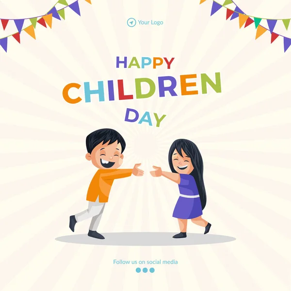 stock vector Beautiful happy children's day banner design template. 