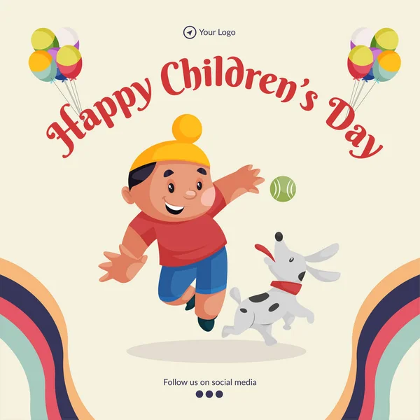 Güzel Mutlu Çocuk Günü Afişi Tasarım Şablonu — Stok Vektör