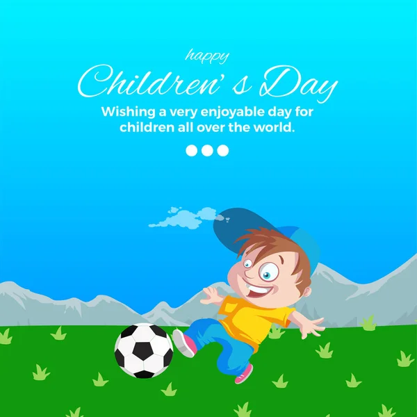 Mutlu Çocuk Günü Şablonunun Yaratıcı Pankart Tasarımı — Stok Vektör