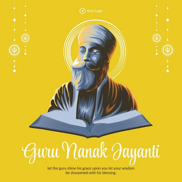Szczęśliwy Guru Nanak Jayanti Sztandar Szablon Projektu — Wektor stockowy